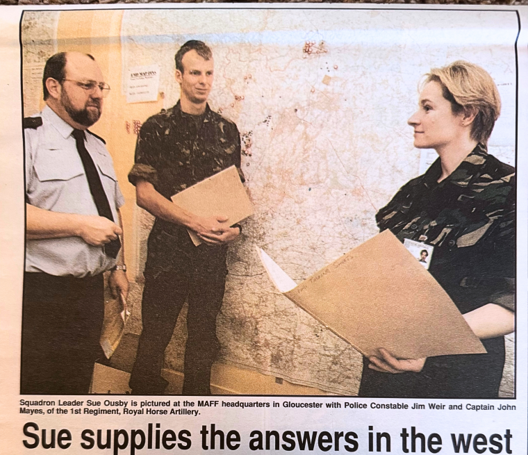 Newspaper cut out featuring Sue as Squadron Leader